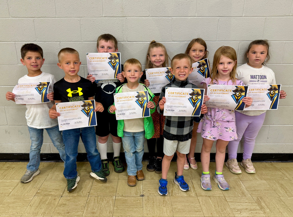 Pictured are 9 students who had perfect attendance for 4th quarter. 