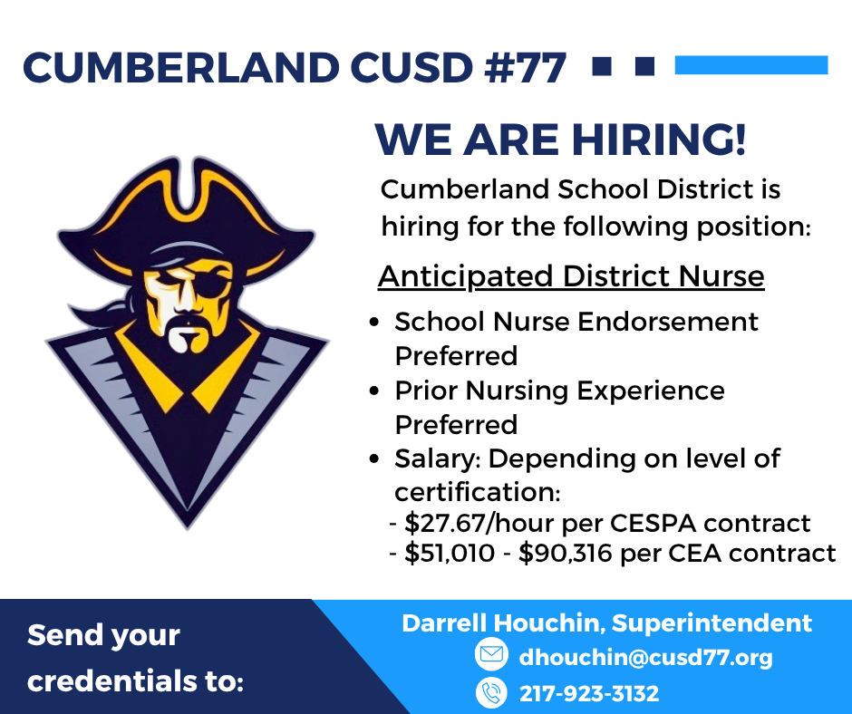Advertisement for the anticipated district nurse. All of the details are present in the post. 