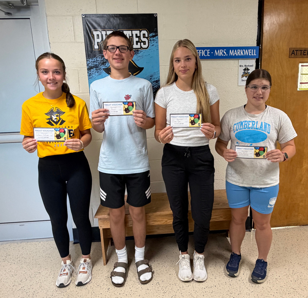 Pictured are the four students who were Pirate Keys winners. They are holding their certificates.