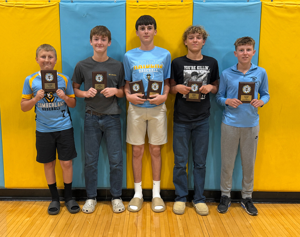 Pictured are the five players who won individual awards. They are holding their plaques. 