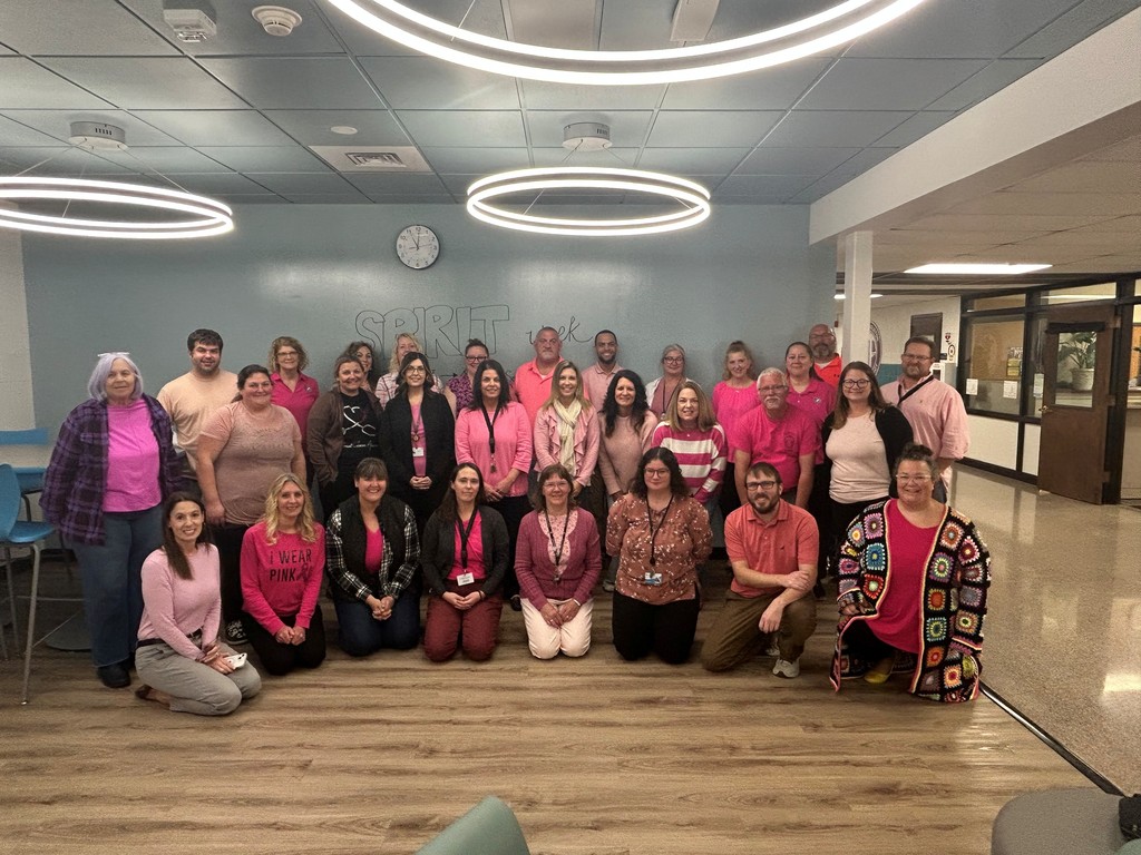 pink out- breast cancer awareness day staff spirit week group photo
