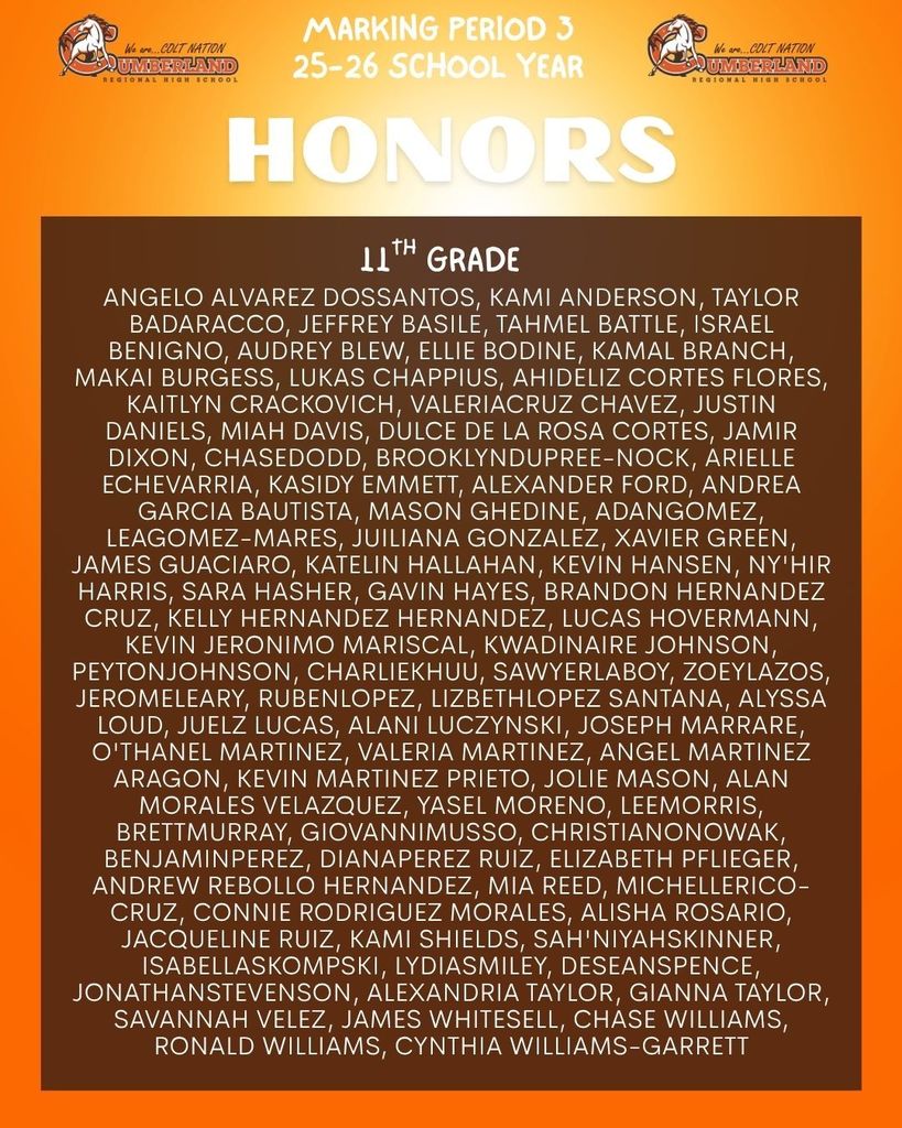 11 Grade Honors MP 3 25-26 SY