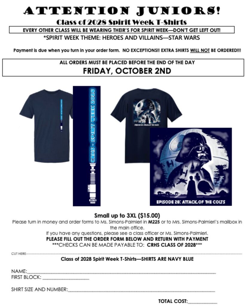 Junior Shirt Order Form