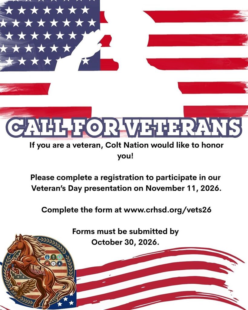 Colt Nation Veterans Day Ceremony Call for Veterans