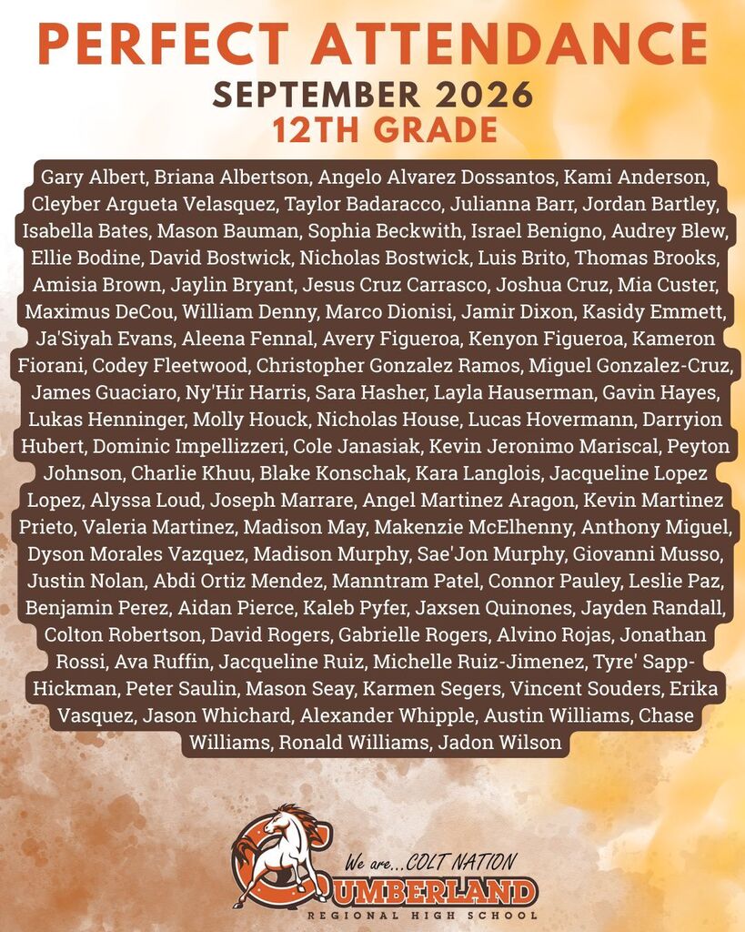 September 2026 Perfect Attendance 12th Grade