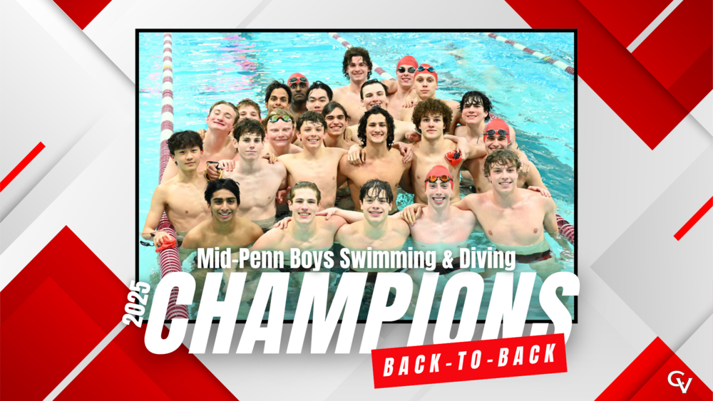CV Boys Swimming and Diving are crowned the 2025 Mid-Penn Champions.