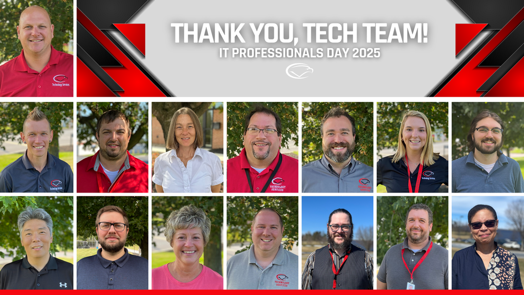 Group photo of fifteen people with a banner reading 'Thank You, Tech Team! IT Professionals Day 2025.