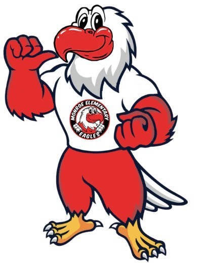 Cartoon version of Monroe Eagle wearing Monroe shirt