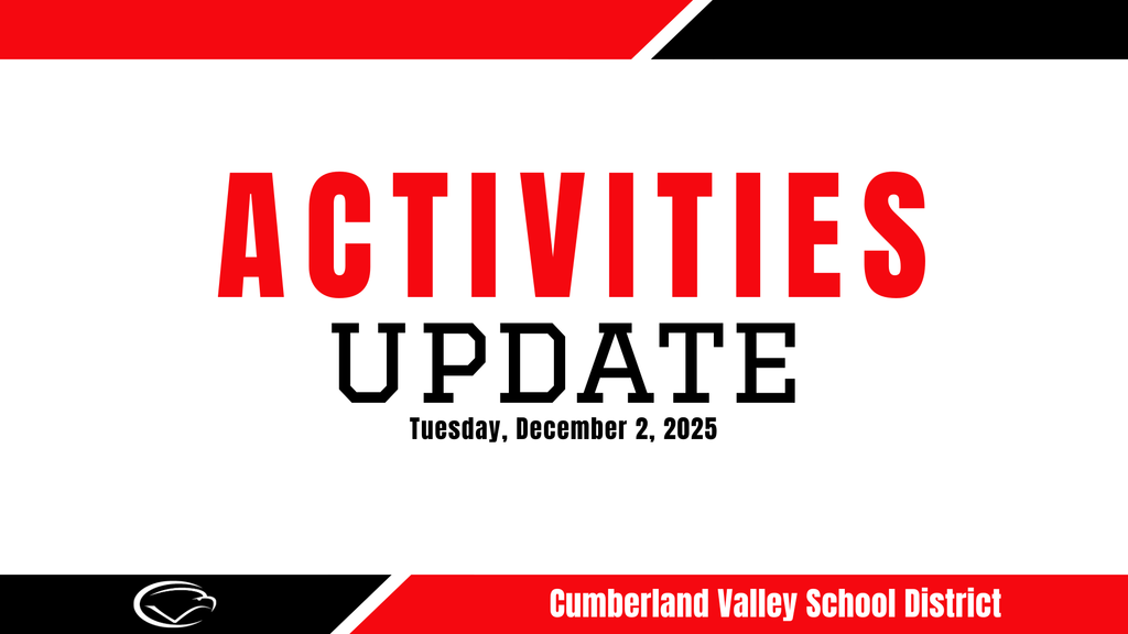 Decorative image with red, black and white colors and text that reads "Activities update. Tuesday, December 2, 2025."