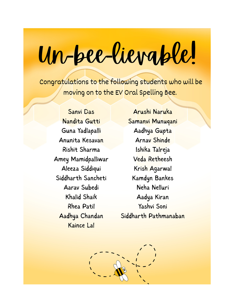 Spelling Bee list of students