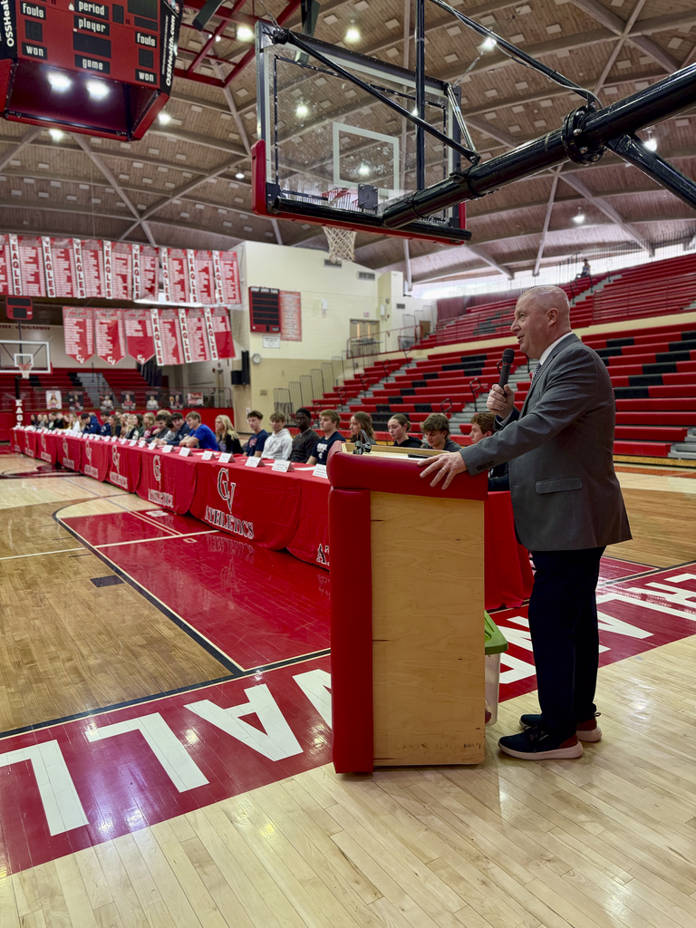 CVHS Athletic Director, Mike Craig, speaks to the crowd during the 2026 Signing Day.