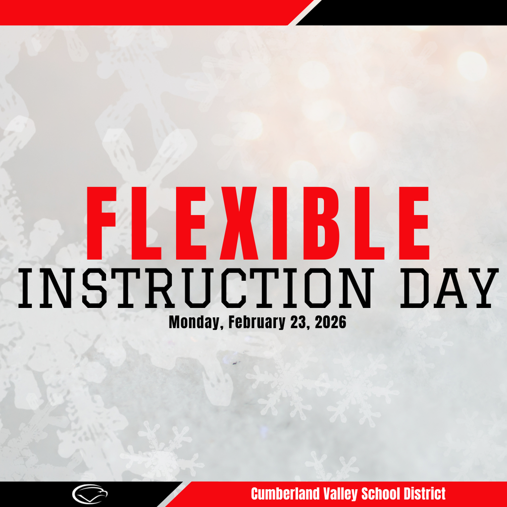 Decorative image with red, black, and white colors and text that reads "Flexible Instruction Day. Monday, February 23, 2026."