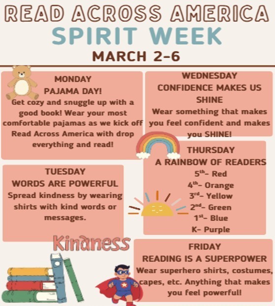 Read Across America Spirit Week spirit day flyer