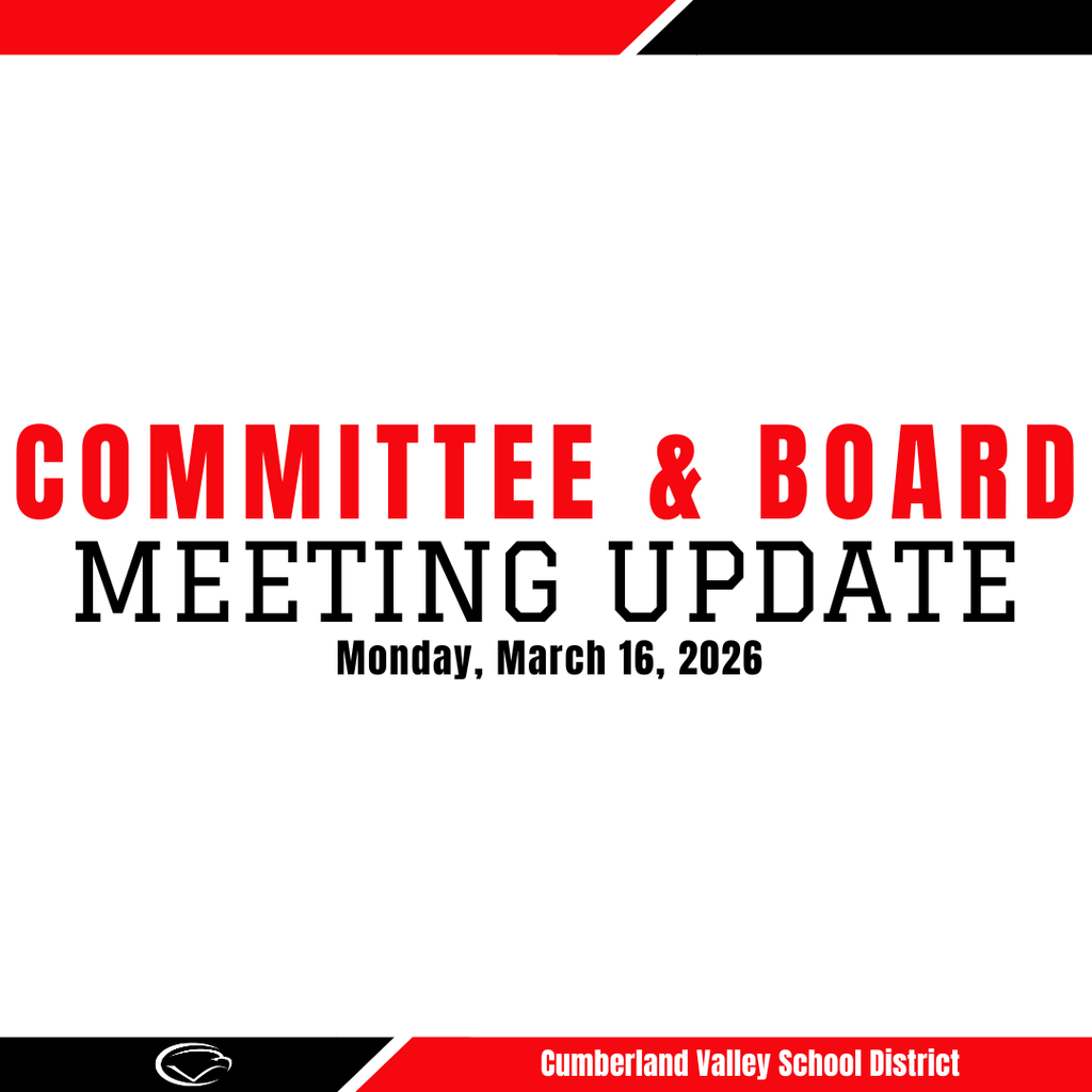 Decorative image with red, black, and white colors. Text reads "Committee & Board Meeting Update. Monday, March 16, 2026"