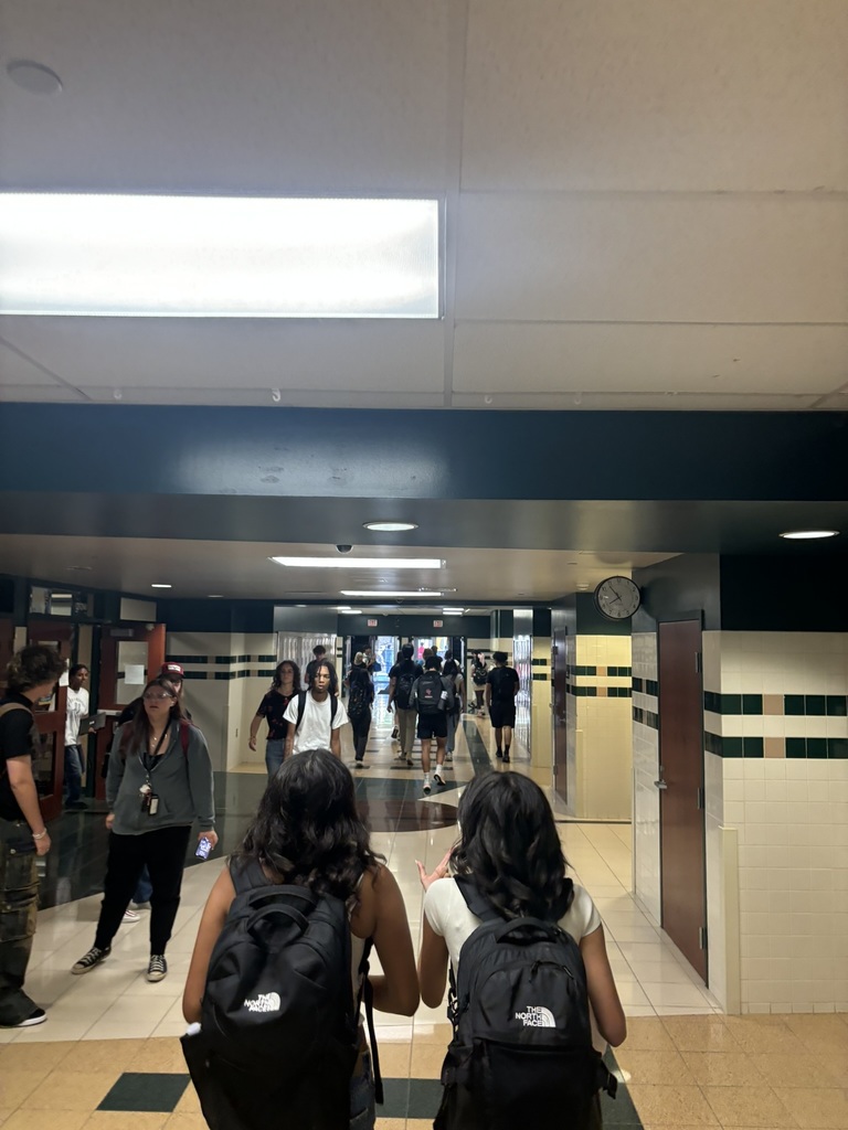 Students walkingi down the hallway