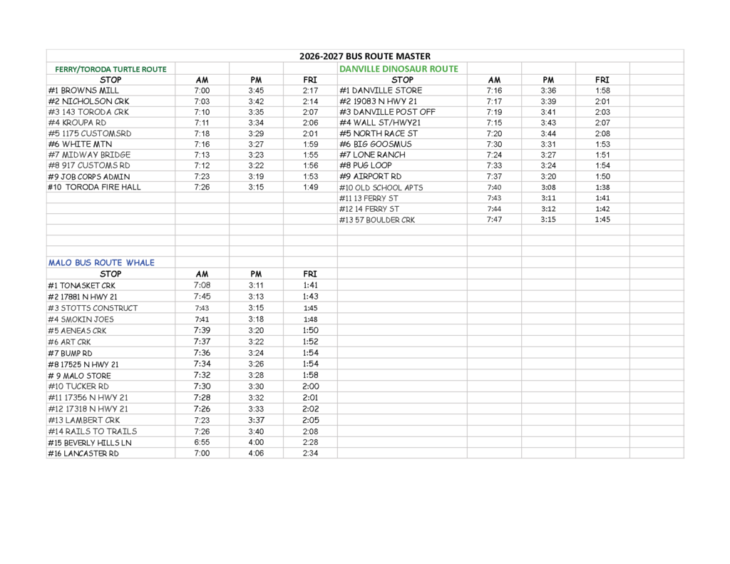 New Bus Schedule.