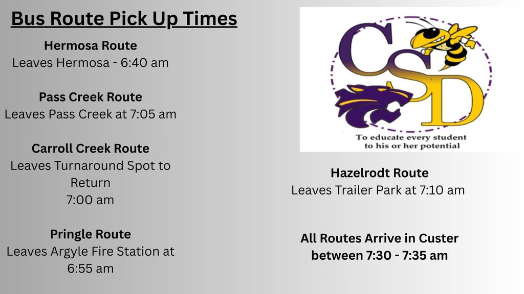 Bus Route Pick Up Times