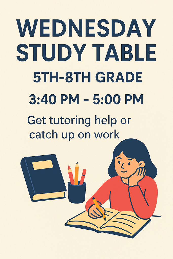 Wednesday Study Table 5th-8th Grade