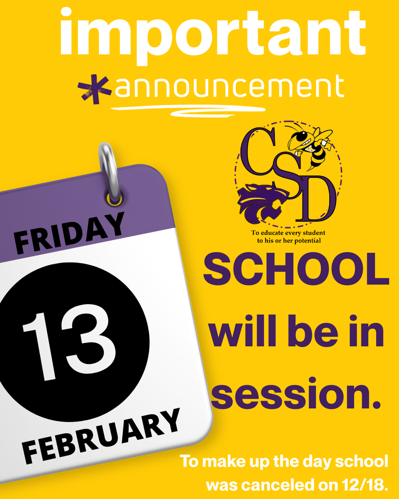 School is in session on Friday, Feb. 13, 2026