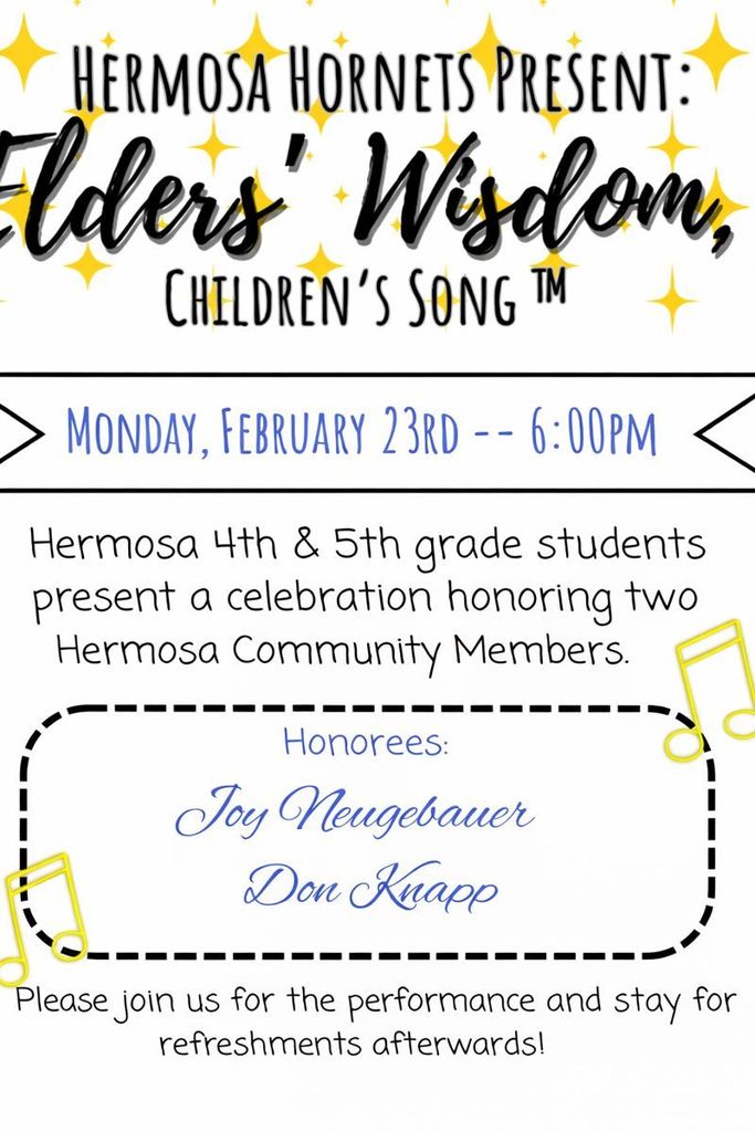 Elder's Wisdom Children's Song Program Flyer