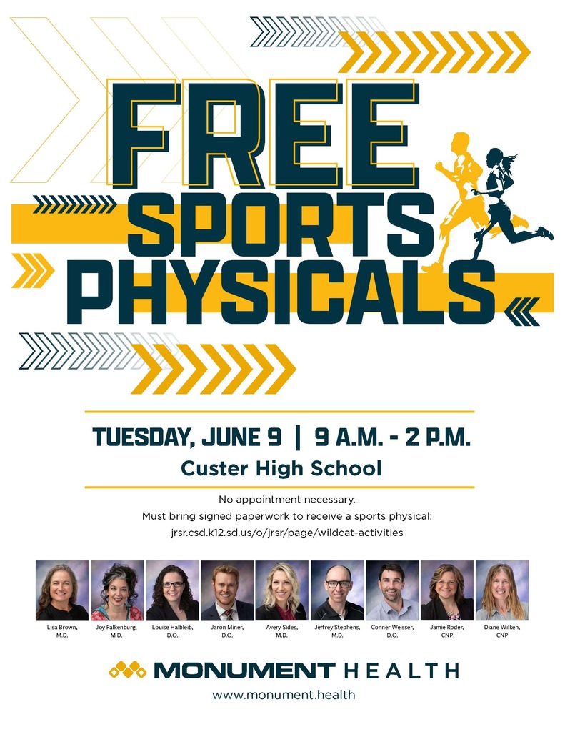 June 9 free sports physicals