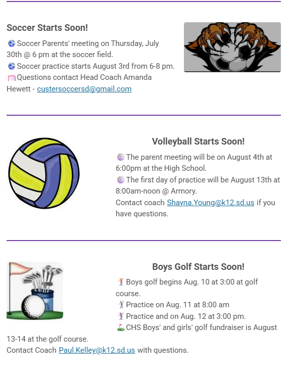 soccer vball and golf starts