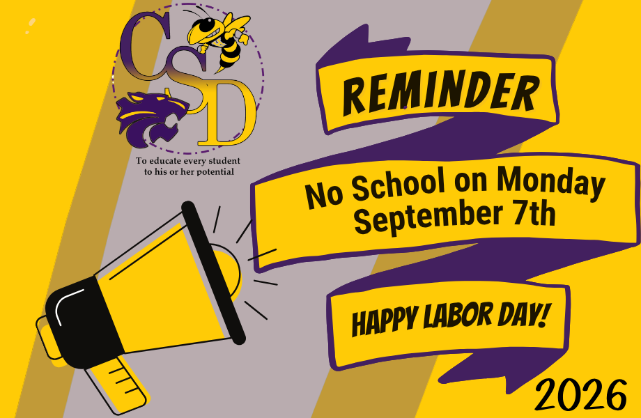 NO school on Monday, Sept. 7th Announcement