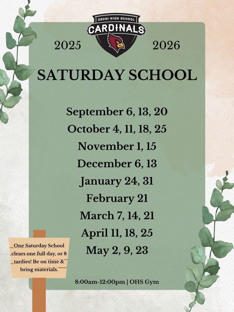 25-26 Saturday School