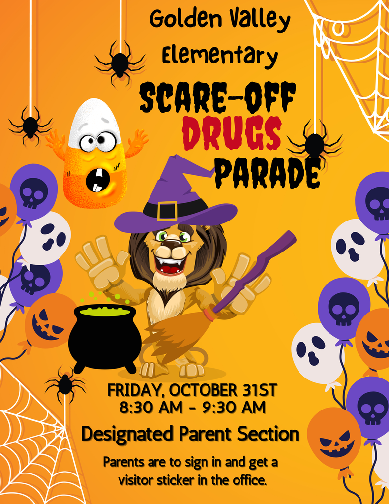 Scare off drugs flyer English  parade at 8:30 am on Friday, October 31