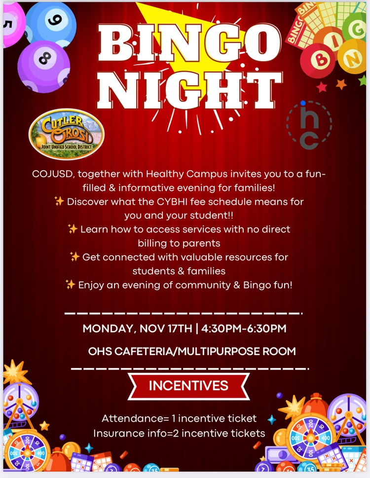 Bingo Tonight @ OHS at 4:30