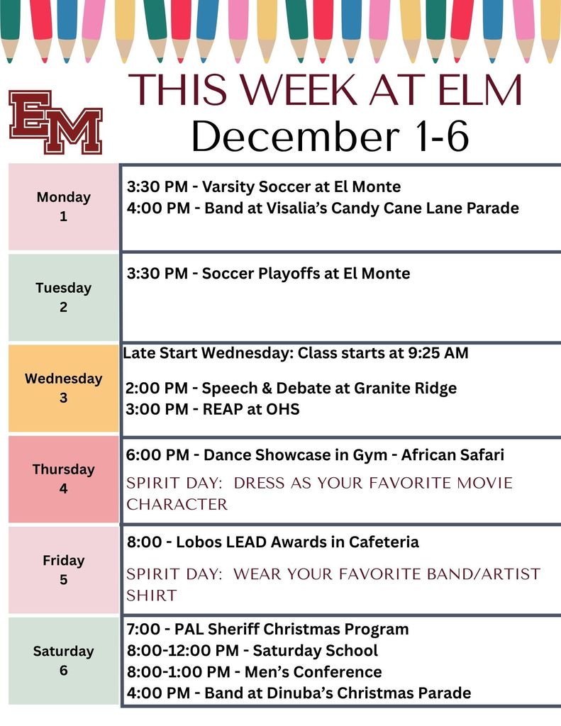 This Week at ELM