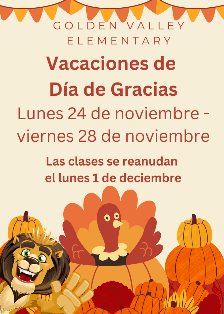 Thanksgiving break notice spanish