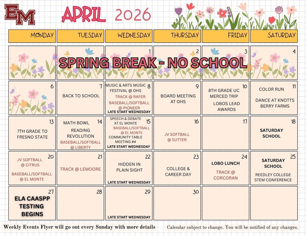 april's calendar