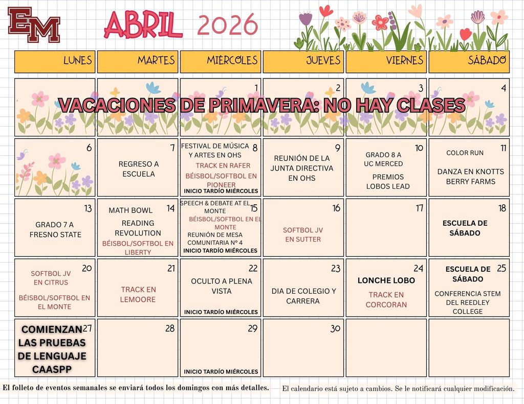 calendario de abril