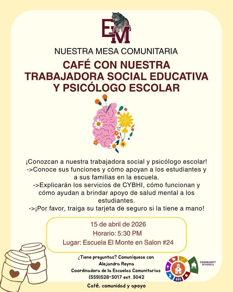 Nuesta Mesa Comunitaria Junta Abril 15, 2026 @5:30 PM 