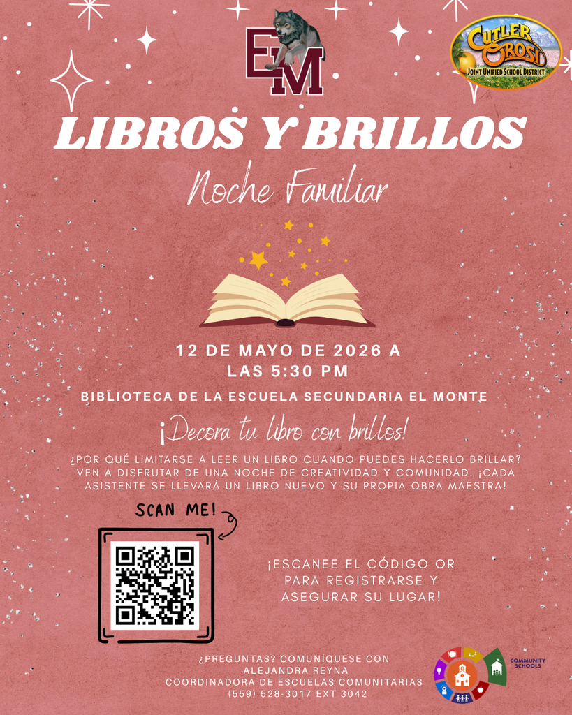 ✨ Estan Invitados! EMMS Libros y Brillos Noche Familiar!