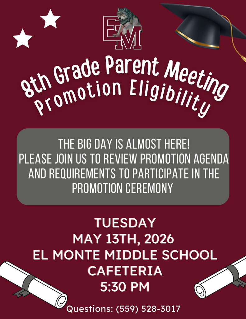 EMMS 8th Grade Parent Meeting 5/13 @5:30 PM 