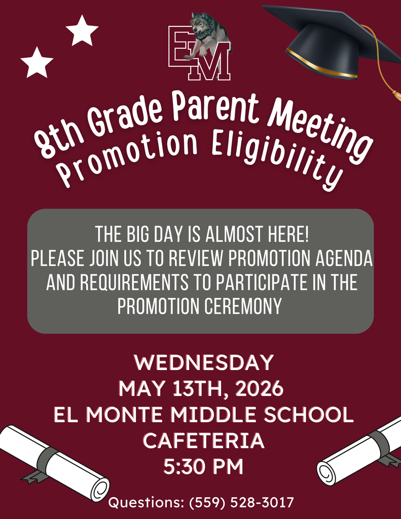EMMS 8th Grade Parent Meeting 5/13 @5:30 PM 