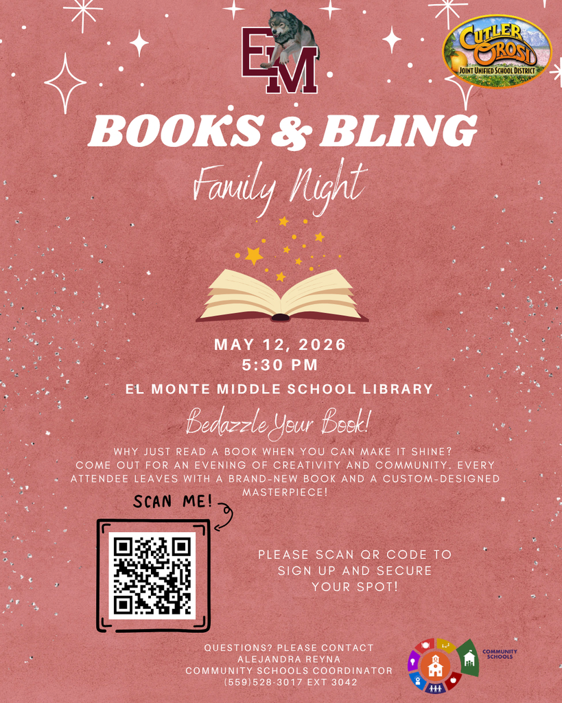 EMMS Books & Bling Family Night 5/12 @ 5:30PM 