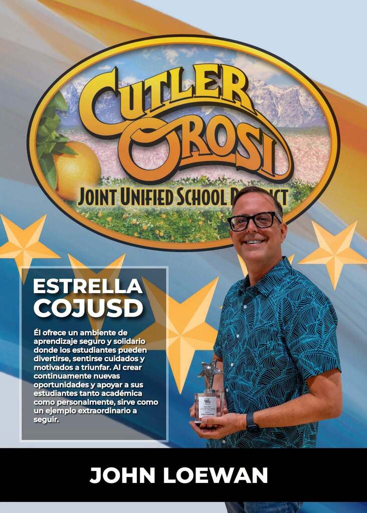cojusd star Mr. loewen holding his award