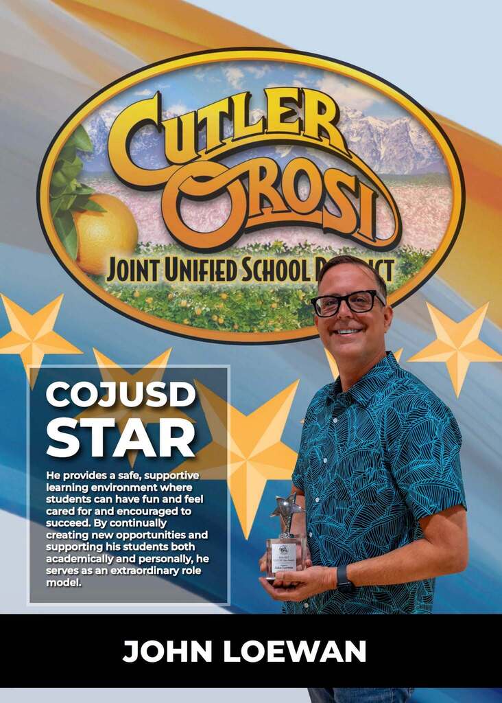 cojusd star Mr. loewen holding his award