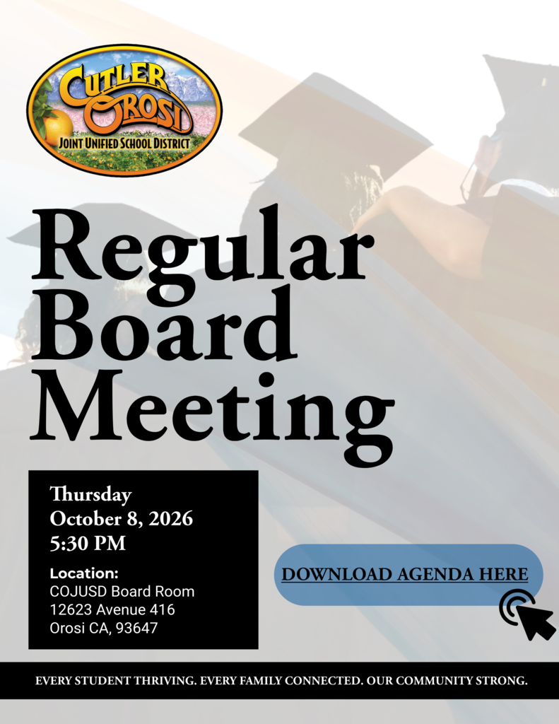 COJUSD board meeting announcement October 8, 2026 at 5:30 PM