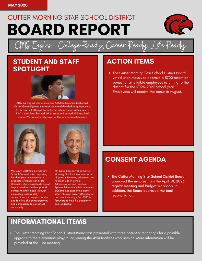 Cutter Morning Star Monthly Board Report