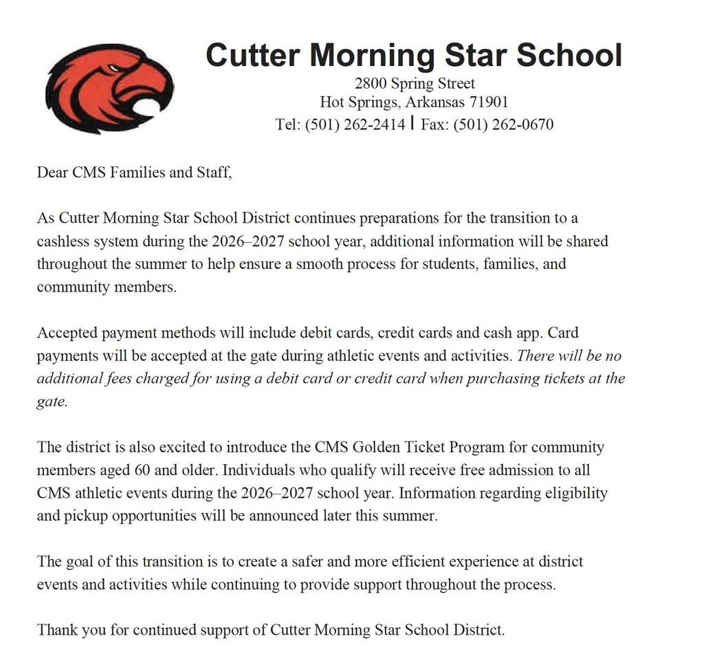 Cashless District Update, Cutter Morning Star