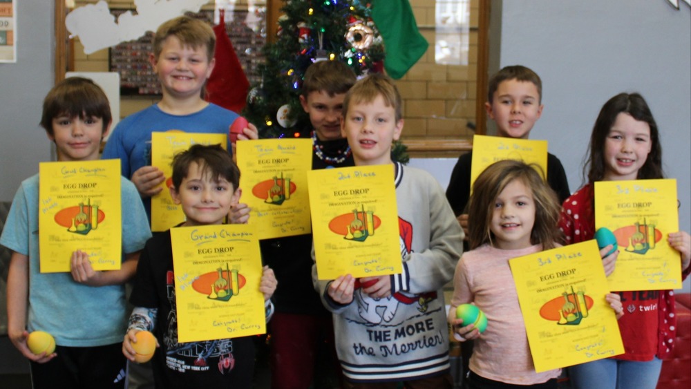 Winners of the "Save the Egg" competition. 