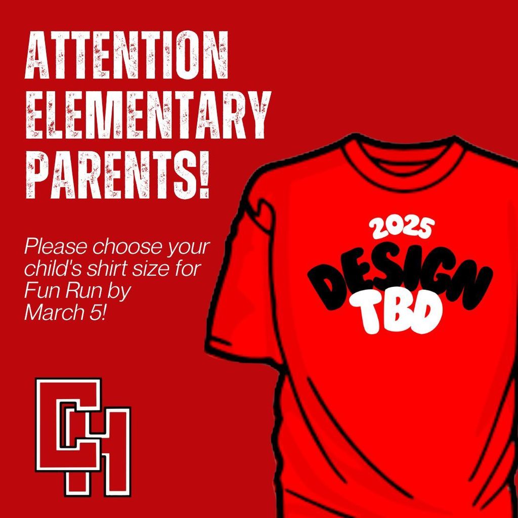 The PTO Pre-K through 8th Grade Fun Run will be on May 9. Each student will be given a Fun Run t-shirt to wear. Use the link below to complete the t-shirt order form by March 5. https://forms.gle/oKwosYoMZpNebmKZ9