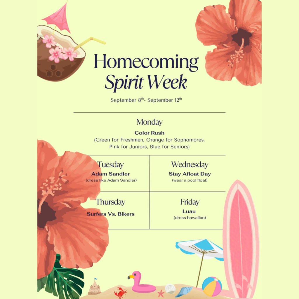 Reminder to our high school students that this week is Homecoming Spirit Week! 