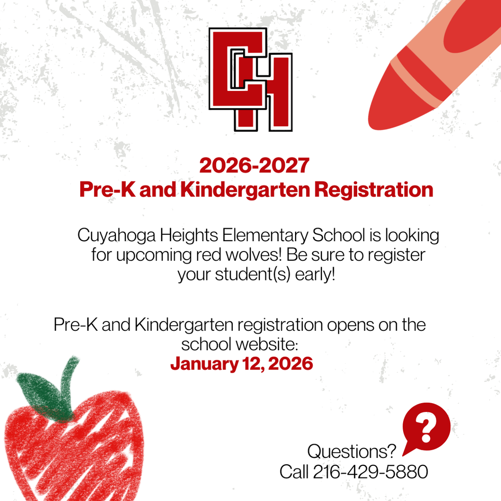 CHES is excited to welcome the next generation of Red Wolves! Families with children entering Pre-K or Kindergarten for the 2026–27 school year can begin the registration process starting January 12, 2026.