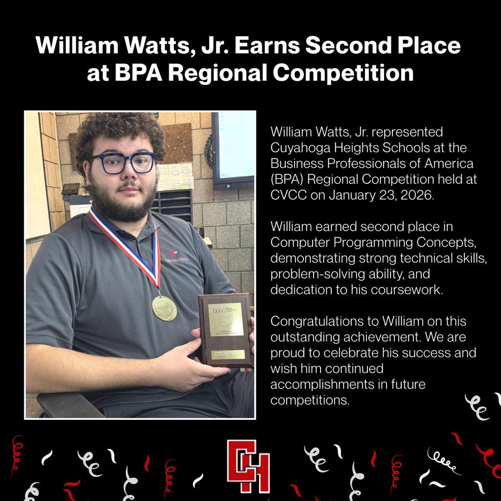 William watts, Jr. Earns Second Place at BPA Regional Competition