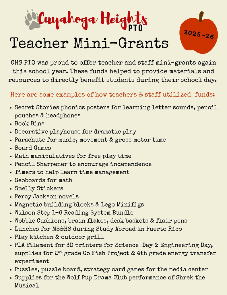 CHS PTO Mini-Grants in Action